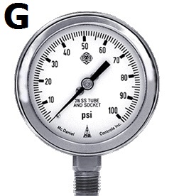 Model G Gauge - 1/2" NPT Standard Bottom Connection